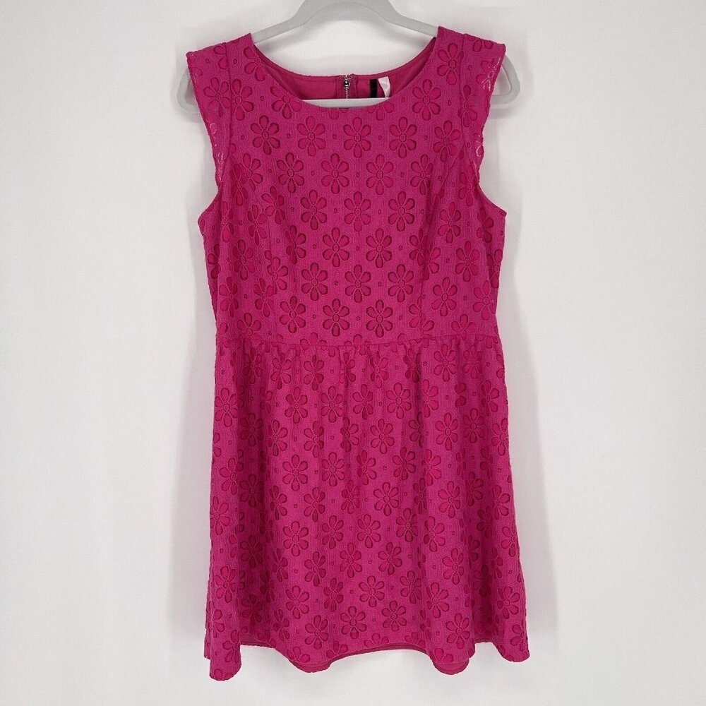 Hot Pink Floral Cap Sleeve Dress Kensie Large Brunch Shower Wedding Guest